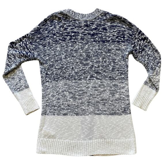 Gap Blue White Striped Ombré Heather Knit Open Sweater Cardigan M - Picture 4 of 9